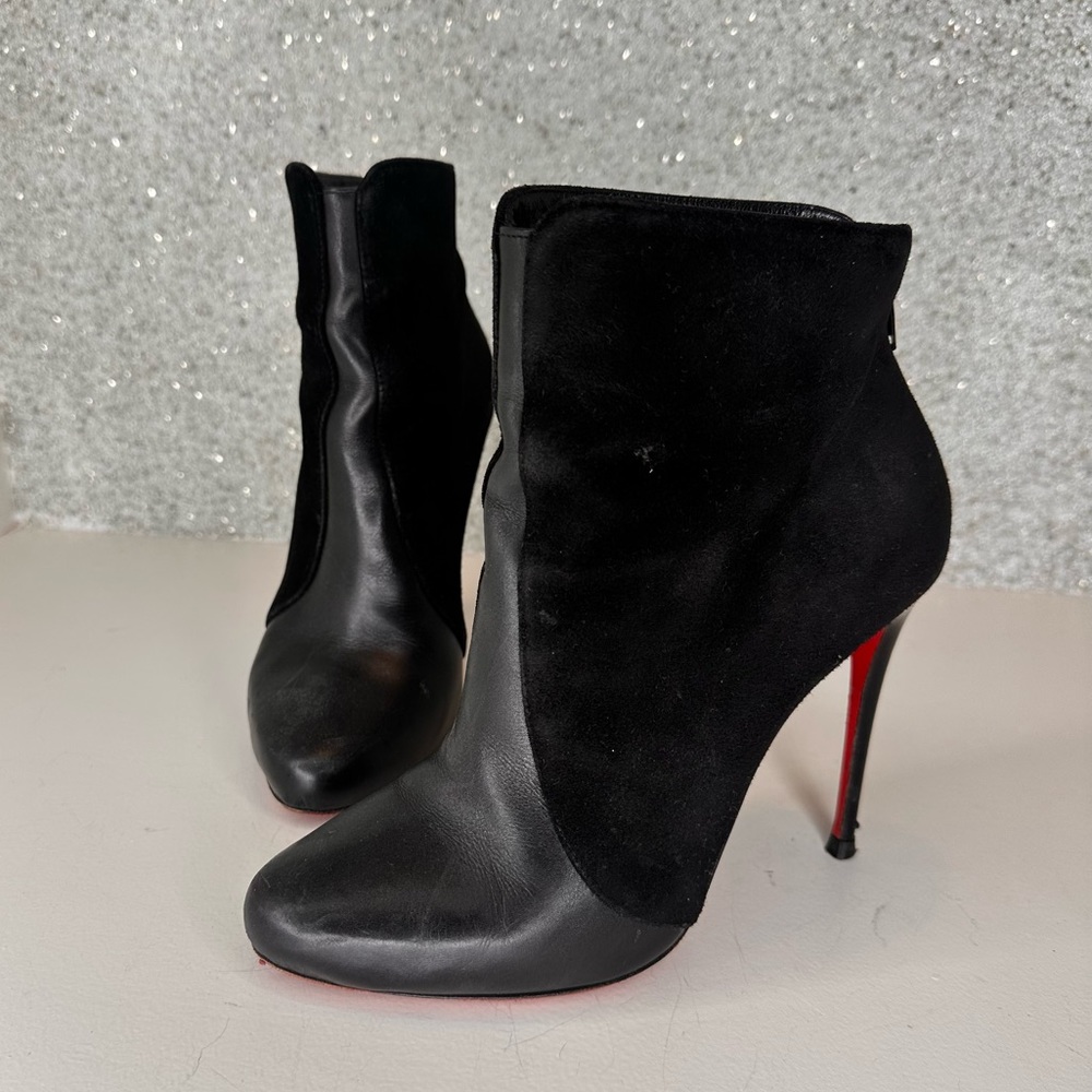 Christian Louboutin Gaetanina Paneled Red Sole Bootie, Black Size 36